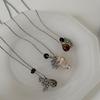 Spotted Tiger Eye Stone Irregular Pendant Metal Long Chain Necklace For Women Girls Charm Aesthetic Jewelry Accessories