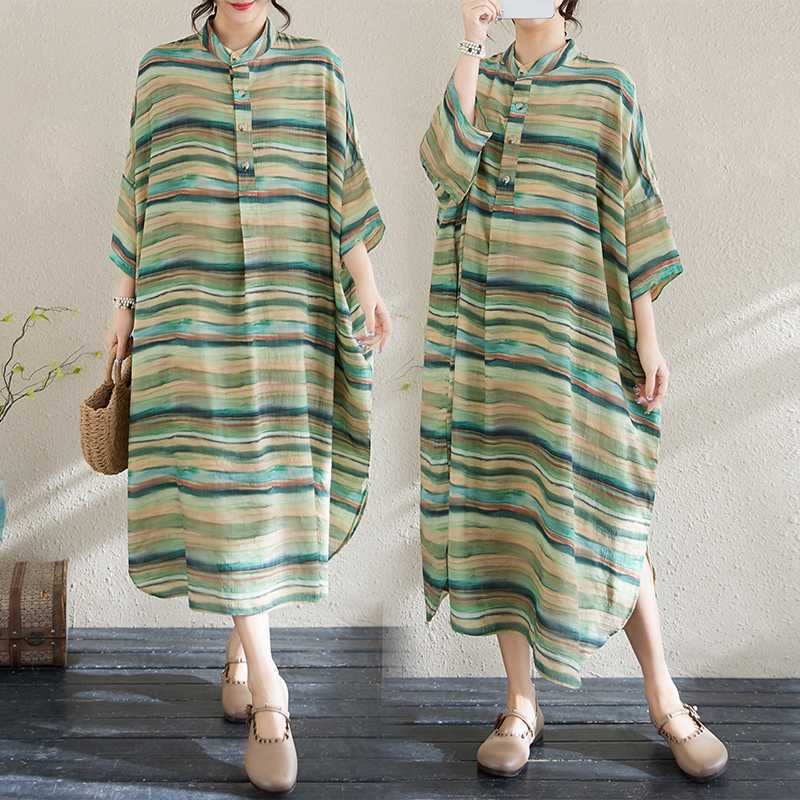 Spring Stand-up Collar Oversized Dress