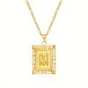 European and American style simple square 26 letter pendant necklace women's personality high-end design jewelry