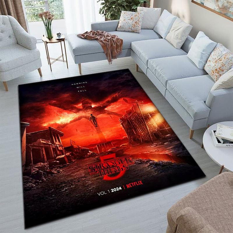 Halloween horror horror theme Stranger Things carpet home living room decoration table and chairs anti slip door mat outdoor picnic mat carpet A6