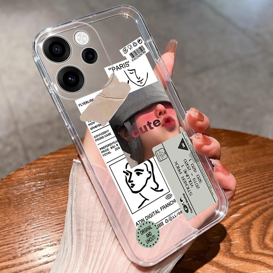 Cases For OPPO Reno15 15F 15Pro Cute Girl Love Heart Lightweight Simplicity Soft Transparent Housing For Reno 15F 15 Pro Capa