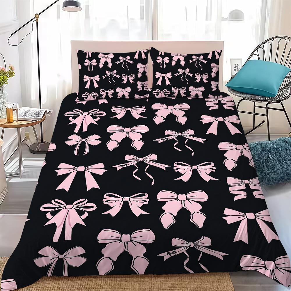 

Fashion Beautiful Bow Duvet Cover Set Home Style Bedding Soft Laundry Cotton Bed 3 Piece Set Student Dormitory Gift 135x200cm