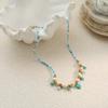 GEMCHIC Women's Ocean Style Blue Green Fish Heart Beaded Necklace Stainless Steel Layered Choker Jewelry