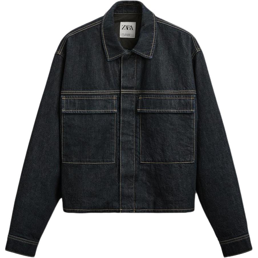 

Zara Vintage Pocket Detail Long Sleeve Denim Jacket Men jackets Blue 1472401-400 L
