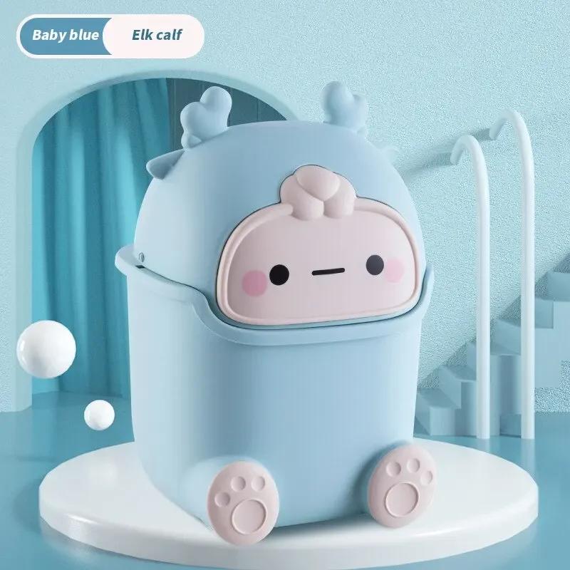 1 Stück Cartoon Tischmülleimer Niedlicher Mülleimer mit Deckel Desktop Kleiner Mülleimer Schlafzimmer Zuhause Leicht zu Reinigen Tragbare Box
