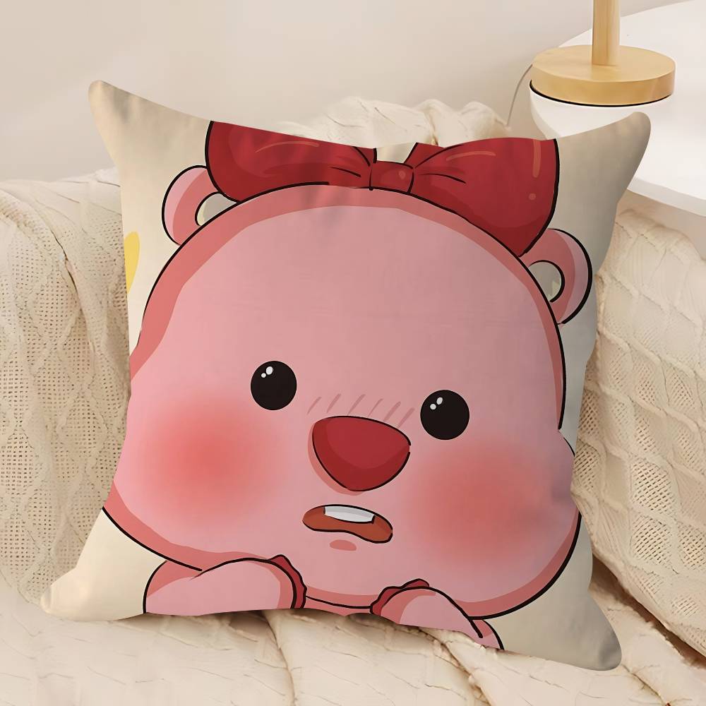 P-Pororos Urocze L-Loopy Poszewki na Poduszki Kreskówkowe Sofa Dekoracyjne Domowe Dwustronny Nadruk Krótki Plusz Urocza Poszewka na Poduszkę