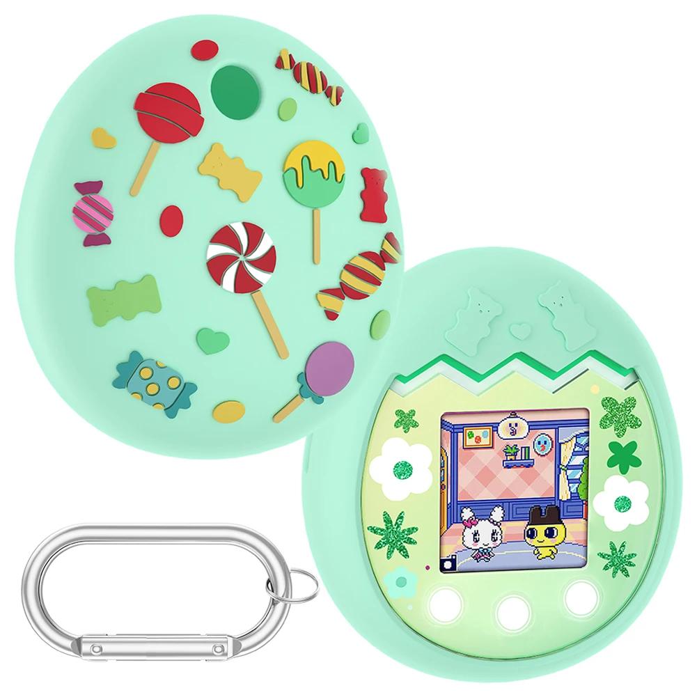 Silicone Protective Case with Carabiner Protective Cover Protective Sleeve for Tamagotchi Pix Interactive Virtual Pet Machine