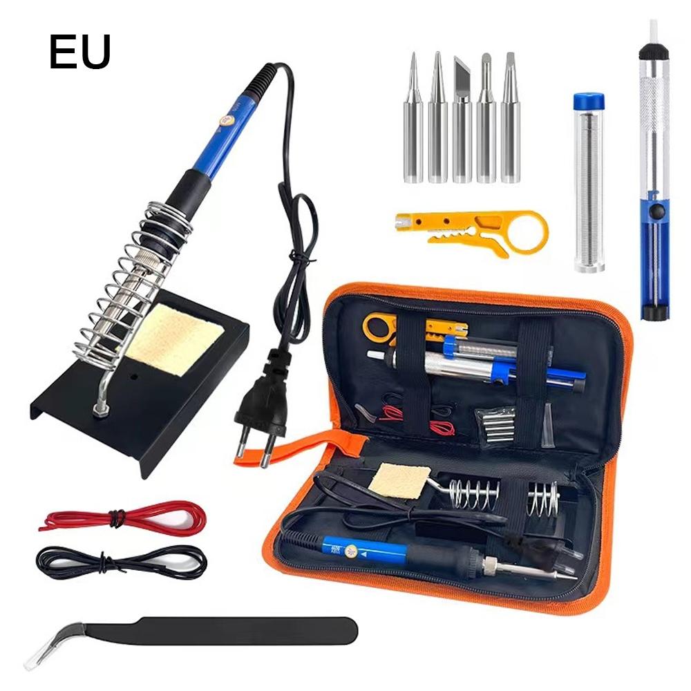

Adjustable Temperature Soldering Iron 15/18-Piece Set, 110V/220V, 60W Professional Welding & Repair Hot Pen Tool EU