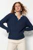 Women's Fashionable Stylish Sweater Black Wide Fit Color Blocked Knitwear Sweater