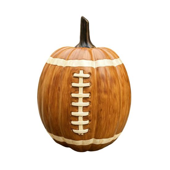 Football Pumpkin Ornament Resin Handmade Halloween Figurine Fall Football Halloween Event Decoration