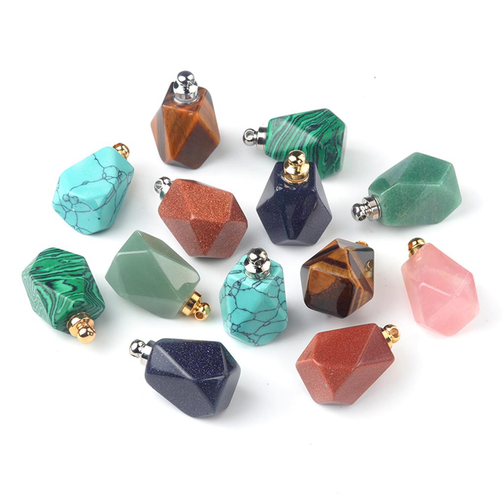 1PC uzdrawiający kryształowy wisiorek, kamień naturalny kwarcowy wisiorek z kamieniami szlachetnymi, damski dyfuzor olejków eterycznych biżuteria DIY prezent 25x23 mm