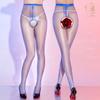 Shiny Aurora T-Crotch Ultra-Thin Stockings Transparent Silky Sexy Open-Crotch Erotic Stockings Disco Black Pantyhose