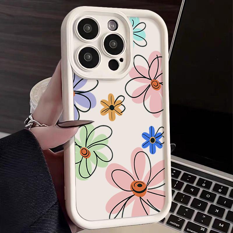 Colorful Flowers TPU Case For IPhone 16 Pro Max 15 14 Pro 13 12 Pro Max 11 Shockproof Soft Silicone Phone Cover Cases Funda