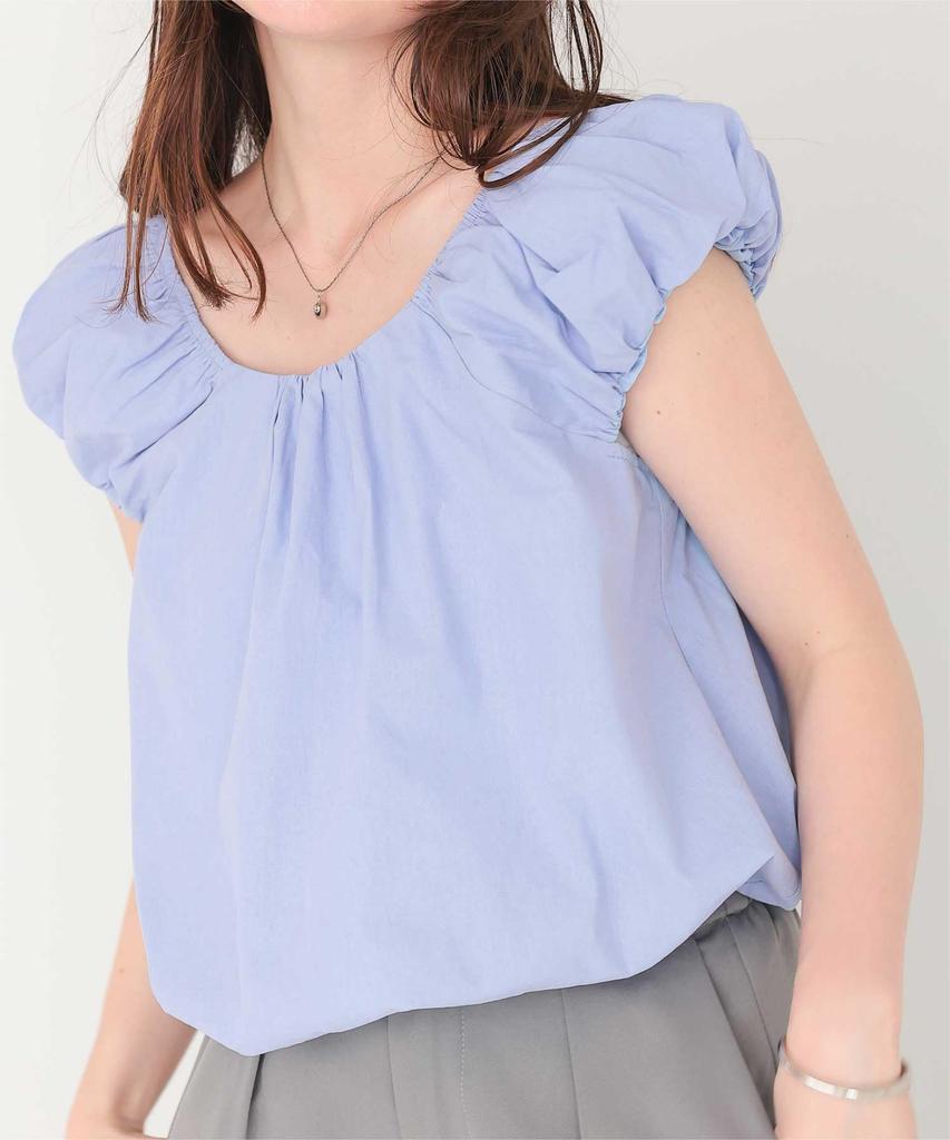 Titibait Cropped Balloon Silhouette Top AFXP4341 L Blue Women's