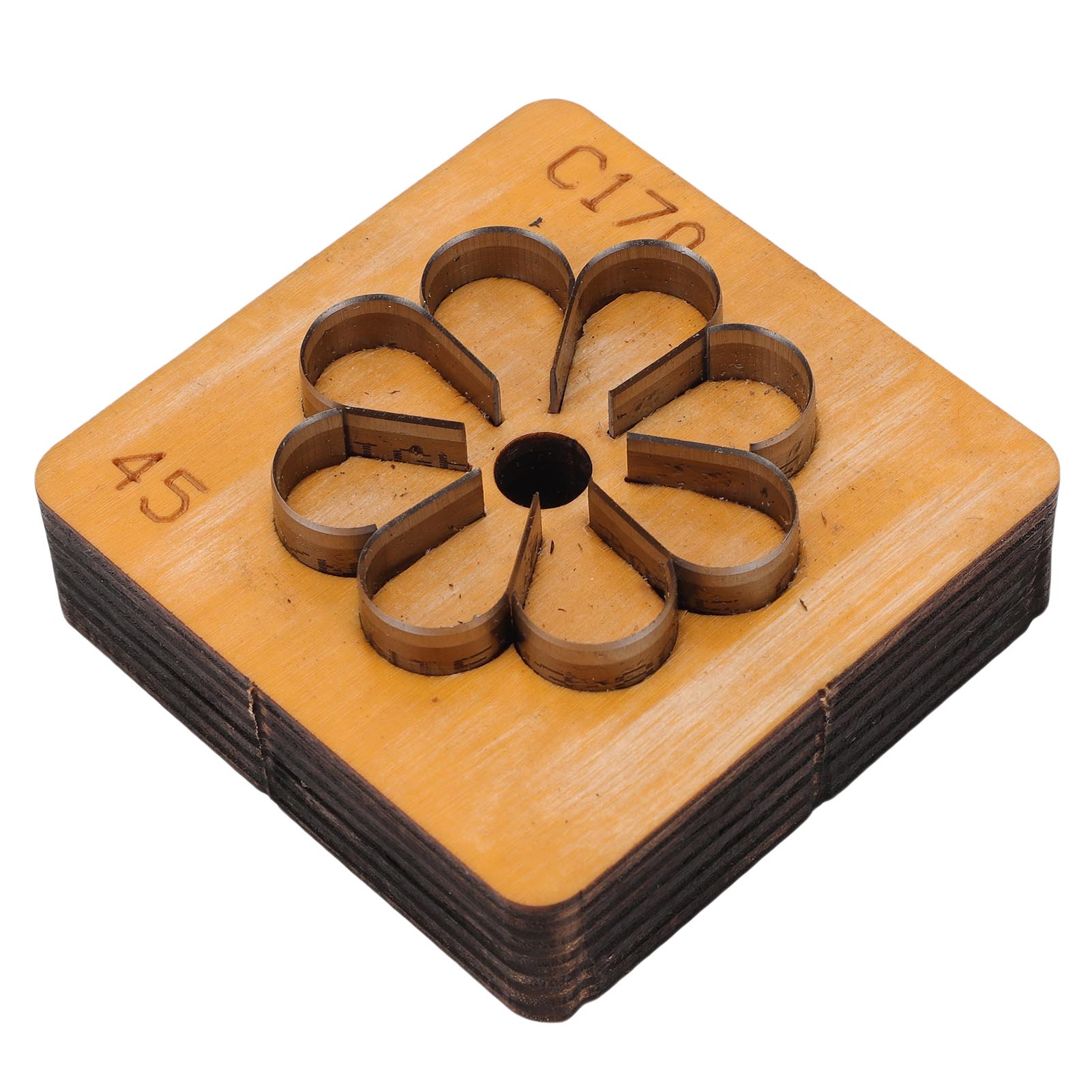 

Leather Cutting Mold with Solid Wood Base Flower Shape Punching Die for Making Keychain Bag Decoration 45mm 1.8in