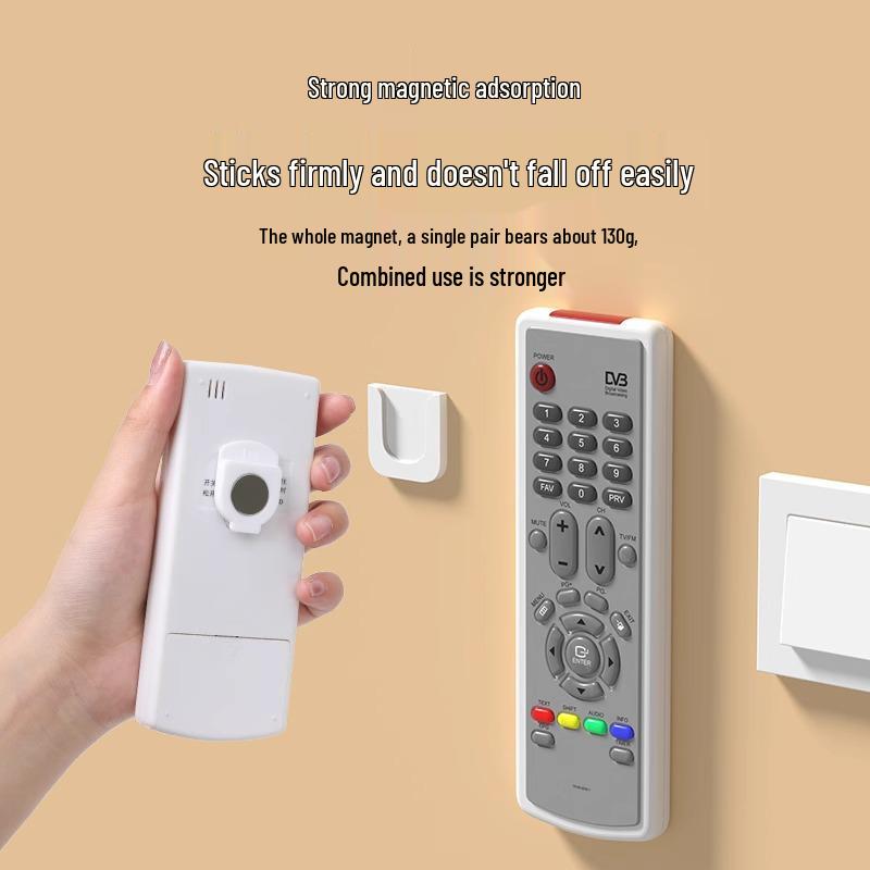 Magnetic Wall-Mounted Remote Control Holder with Strong Adhesive and No-Drill Installation.