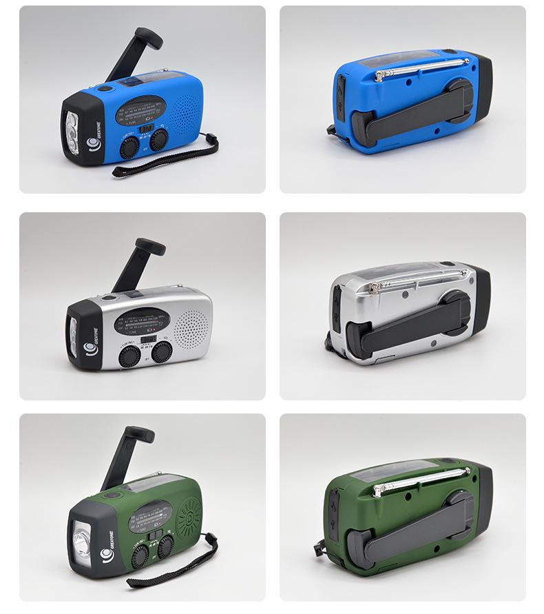 2000mAh Solar Hand Crank Emergency Radio with USB Charging and Disaster Prevention