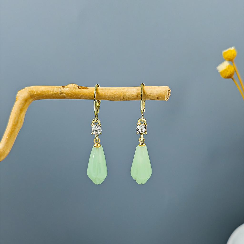 Antique Beaded Long Fringed Earrings, Chinese Hanfu Accessories, Flower Fan Bow Earrings.