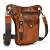 Vintage Men's Leather Motorcycle Leg Bag Small Shoulder Tactical Waist Bag Cow Skin Multifunctional Male Rider Pouch Waist Bag