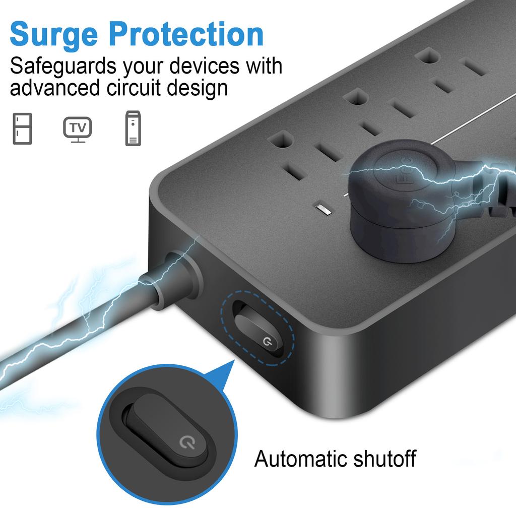 Power Strip US Plug AC Outlets Multitap Electrical Socket Extension Cord With USB C Ports Fast Charging Network Filter Adapter