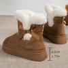 Bowtie Faux Suede Ankle Boots Women Warm Fur Thicken Plush Cotton Padded Snow Boots Thick Sole Chunky Platform Casual Shoes