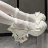 Lovely Girls Lolita Butterfly Knot High Heels Platform Shoes ,Young Women Students Cute Sakura Wedding Dress Mary Janes