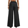 Damen Einfarbig Plissee Taille Kordelzug Locker Weites Bein Gerades Bein Hose