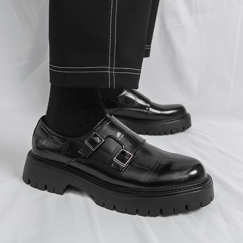 Fashion Casual thick soled men's leather shoes British style Party Business Outdoor Fashion Street loafer Derby Slip on New Hot selling