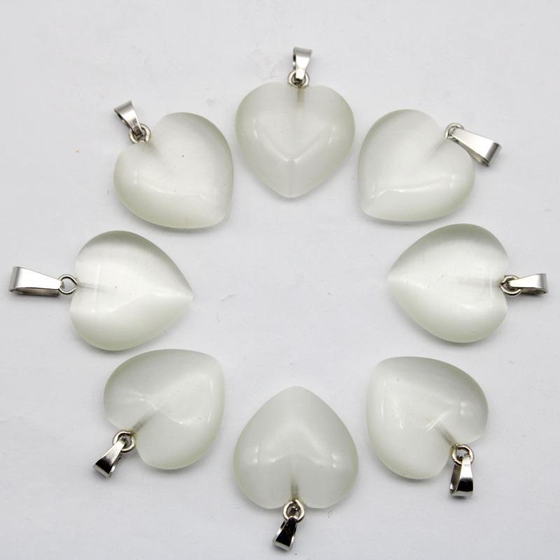 20MM Herzförmiger Naturstein Anhänger: Achat, Rosenquarz, Aquamarin, Pfirsichherz Schmuck