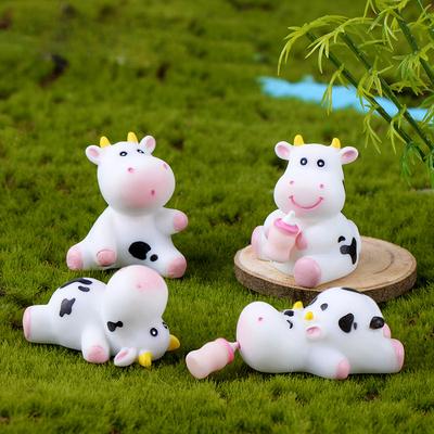 Micro-landscape Moss Ornaments Cute and Adorable Cows Garden Bonsai Decorative Small Ornaments Resin Handicrafts