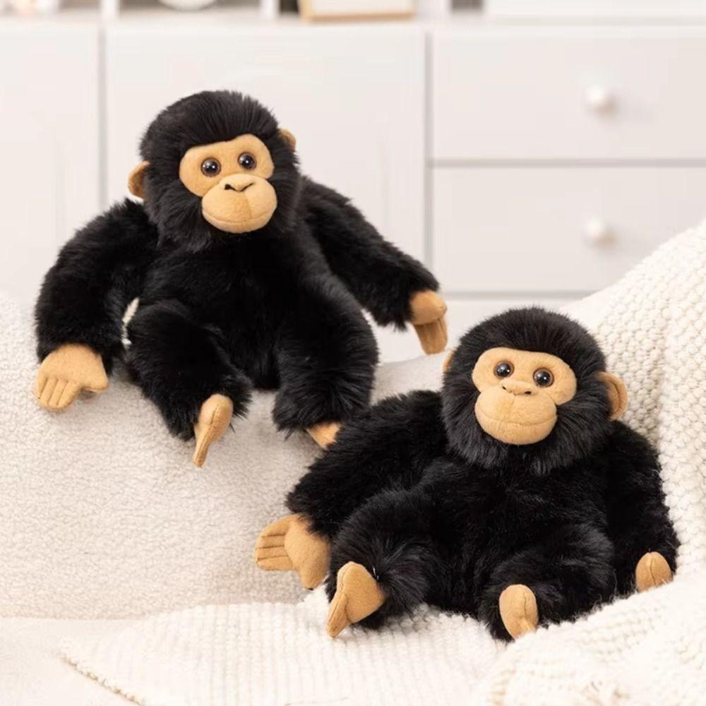 Soft Fluffy Chimpanzee Plush Toy Realistic Design Gorilla Stuffed Animal  Home Decor