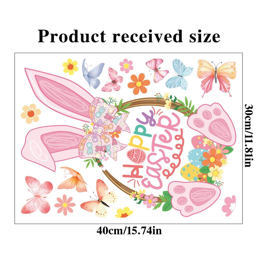 2026 Easter Window Stickers Double-Sided Static Spring Bunny Decal Rabbit Basket Spring Festival Electrostatic Stickers