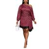 Plus-size Women's One-shoulder Short Skirt with Loose Long Sleeves, Pleated Design for A Slimming Effect, Sexy Hourglass-shaped Dress