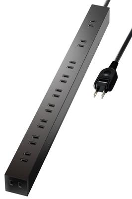 Power Lightning 10 Dust Shutter Rotating Parts Strip, Guard, Outlets, 2m, (Fixed/Hangable Included), Black, ECT-0102BK