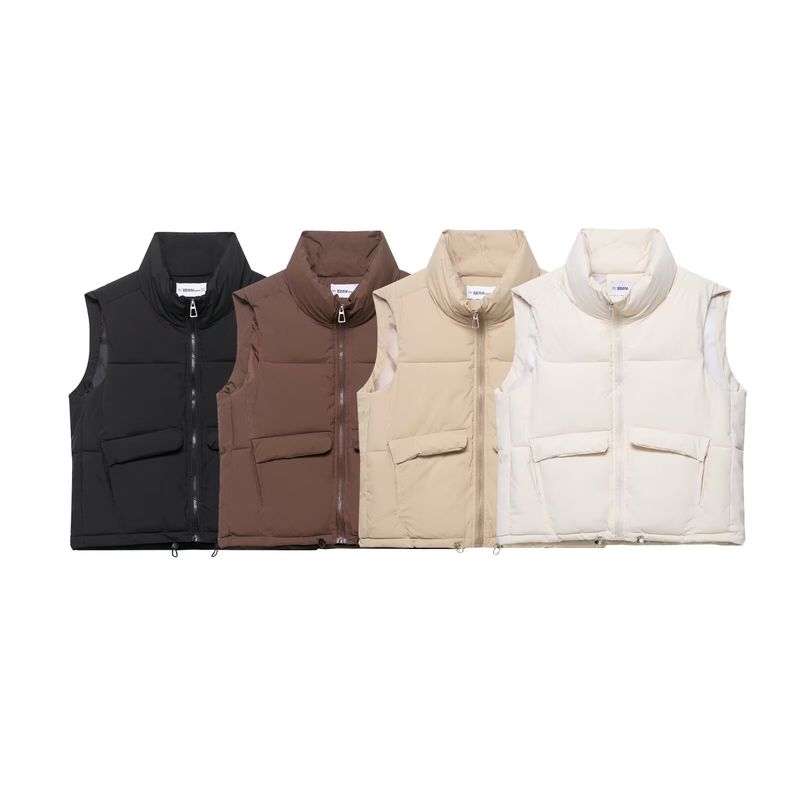 Araltay New Arrival Fashion Style Women's Clothing Fashion All-Match Minimalist Pure Color Sleeveless Turtleneck Cotton-Padded Jacket Vest Coat