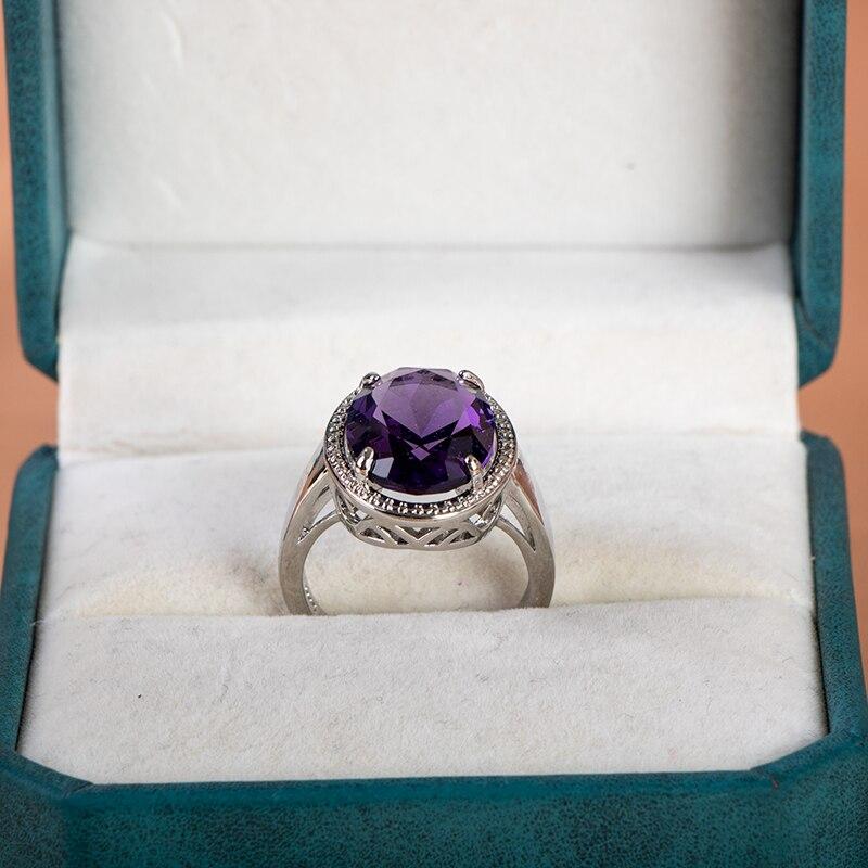 Cellacity klasyczny ametyst srebrne pierścionki dla kobiet owalne kamienie szlachetne zaręczyny srebrny prezent damski rozmiar 6-10