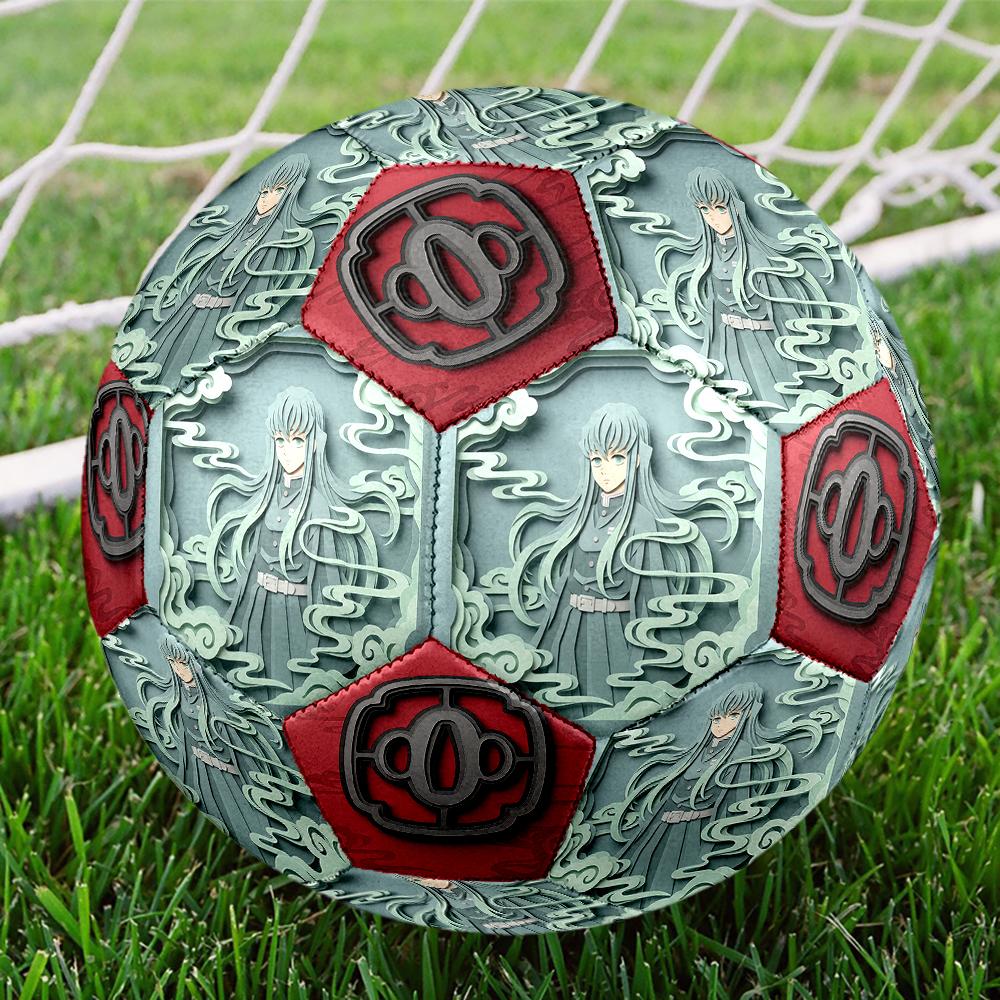 1pc Demon Slayer Kimetsu No Yaiba Football Soccer Ball Size 5 Indoor Soccer Ball Fashion Colorful  Backyard Game -Great For Sports Fans Gift HE12