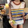 Korean Style Summer Striped Sleeveless Ice Silk Vest for Women