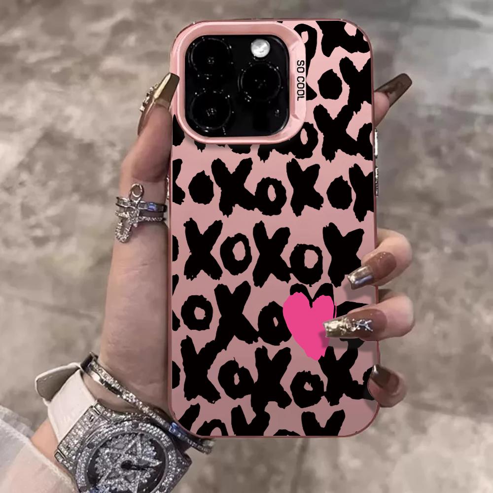 XOXO Leopard Print Case For iPhone 17 16 11 Pro Max Cases iPhone 11 12 13 ProMax 14 15 16E 7 8 Plus 17Air XS XR Shockproof Cover
