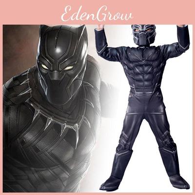 Impressive Black Panther Kids Boy Costume With Lifelike Muscle Design For Parties