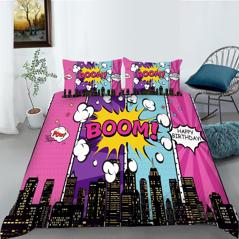 Quilt Cover Pillowcase Two or Three-piece Set Hip-hop Series 3D Digital Printing Polyester