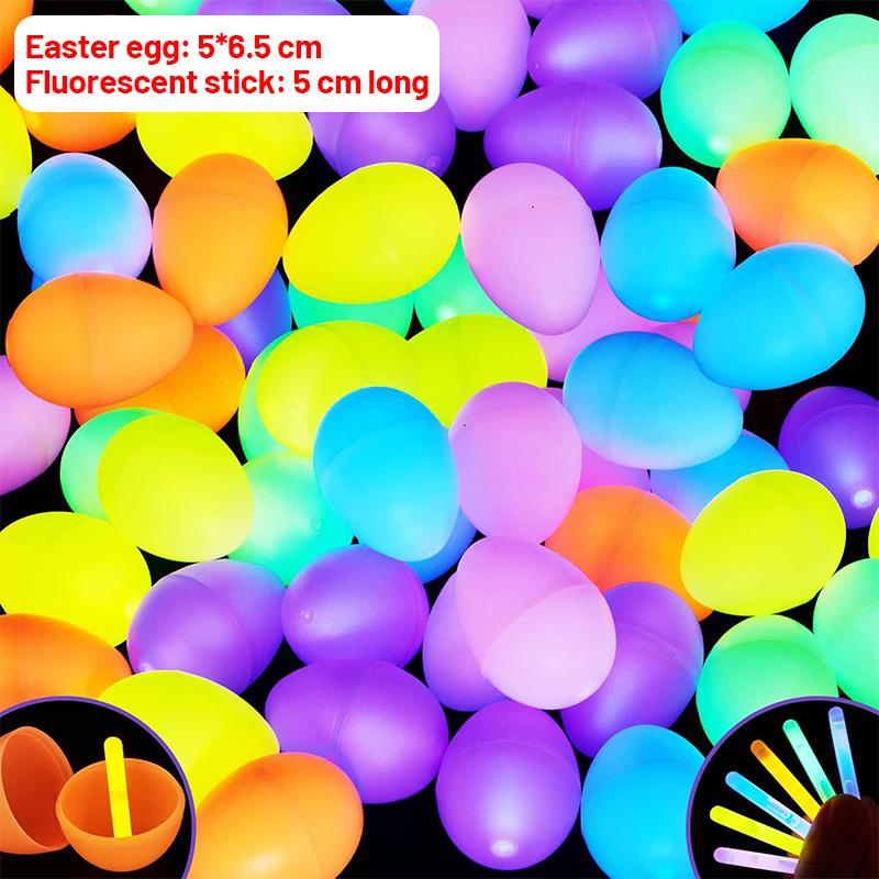 

20/1pcs Luminous Easter Eggs with Mini Glow Sticks Glow in The Dark Easter Egg Hunt Game Party Favors Colorful Glowing Egg Decor 1PC