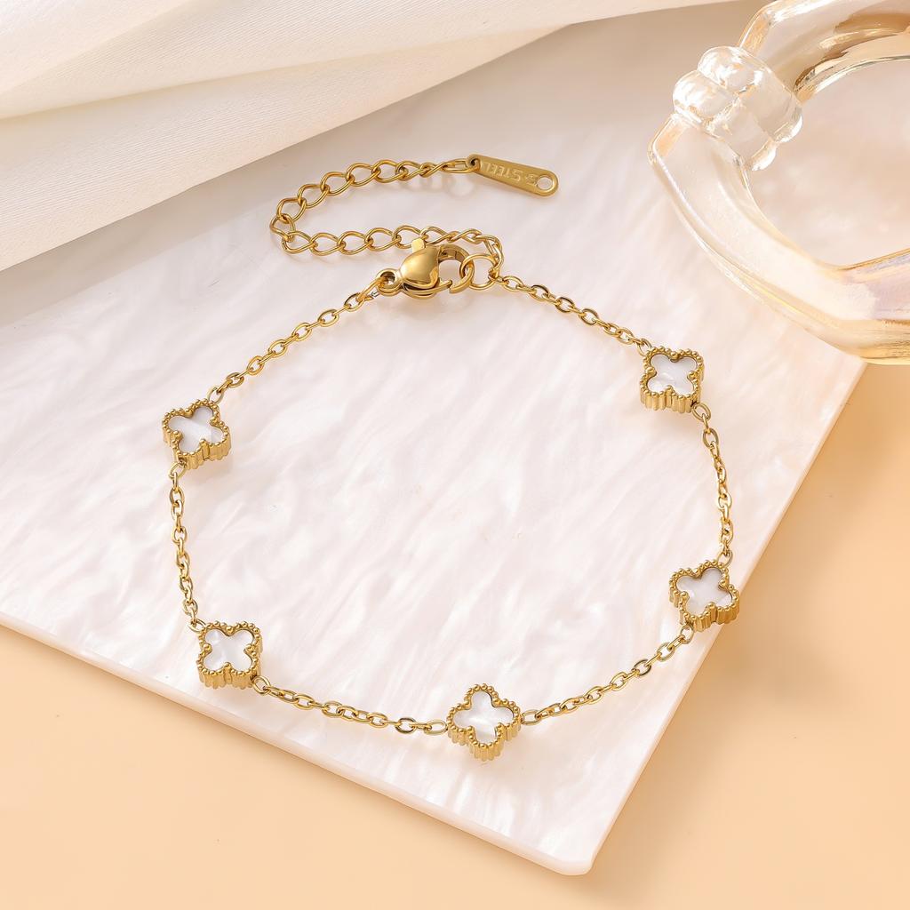 Titanstahl 9mm Glücksklee Armband 18k Damenmode Vielseitiger Schmuck