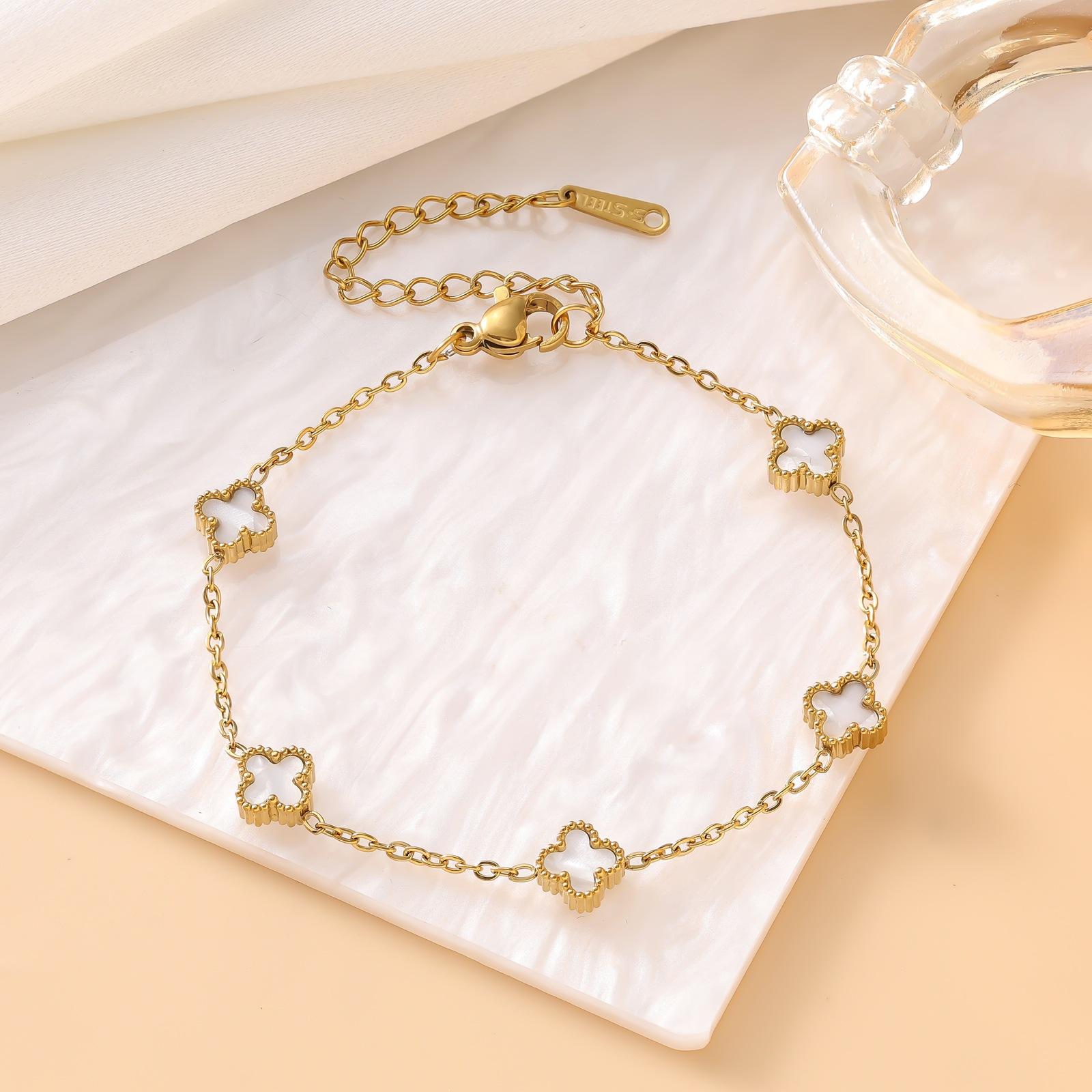 

Titanium Steel 9mm Lucky Four-leaf Clover Bracelet 18k Ladies Fashion Versatile Jewelry