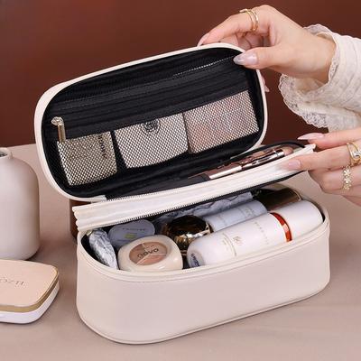 1pcs Double-Layer Cosmetic Bag Large Capacity Portable Travel Waterproof Makeup Organizer Pouch for Cosmetics & Toiletries