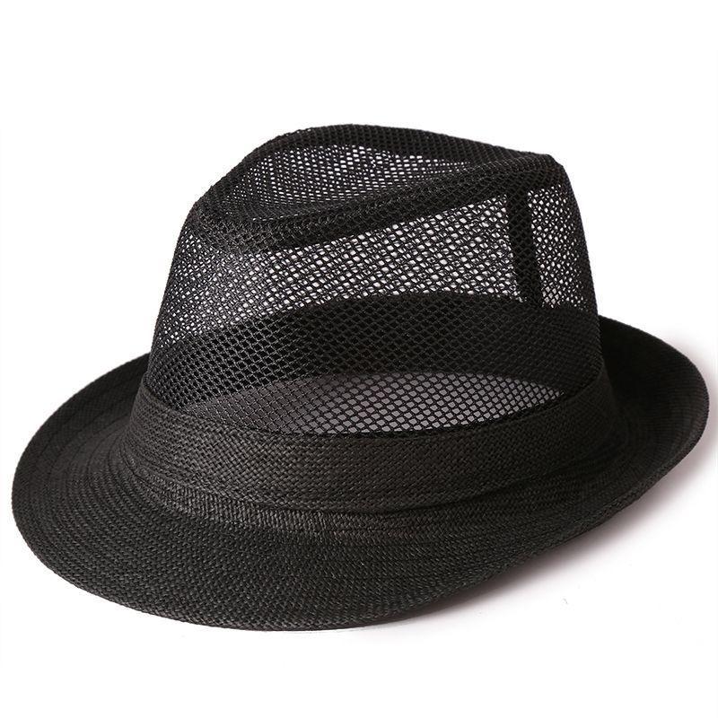 Summer Straw Hat Men's Outdoor Sun Hat Breathable Beach Hat British Performance Jazz Hat Children's Gentleman's Top Hat