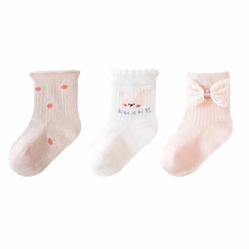 3Pairs/Set Baby Girls Socks Summer Thin Mesh Kids Girl Frilly Lace Socks Cotton Children Dance Princess Sock Spring Summer 0-5Y