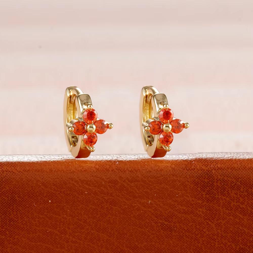 Fashion 6/8/10mm Stainless Steel Zircon Flower Hoop Earring Small Gold Color Circle Hoops Huggie Piercing Earring Trendy Jewelry