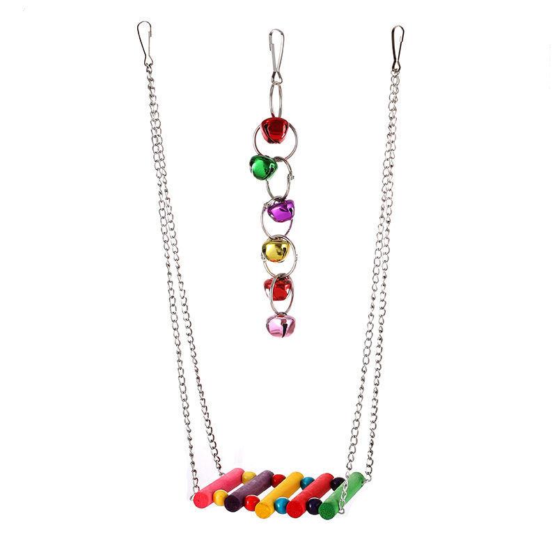 Sada hraček pro ptáky Papouščí kousací hračky Houpačka Závěsný most Hrací stanice Kombinovaná sada tyčí Hračky Příslušenství do ptačí klece