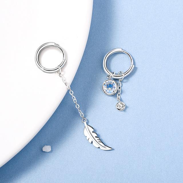 Orecchini Lunghi Argento 925 Asimmetrici Luna E Stella: Pendenti Eleganti Per Donna, Regalo Compleanno